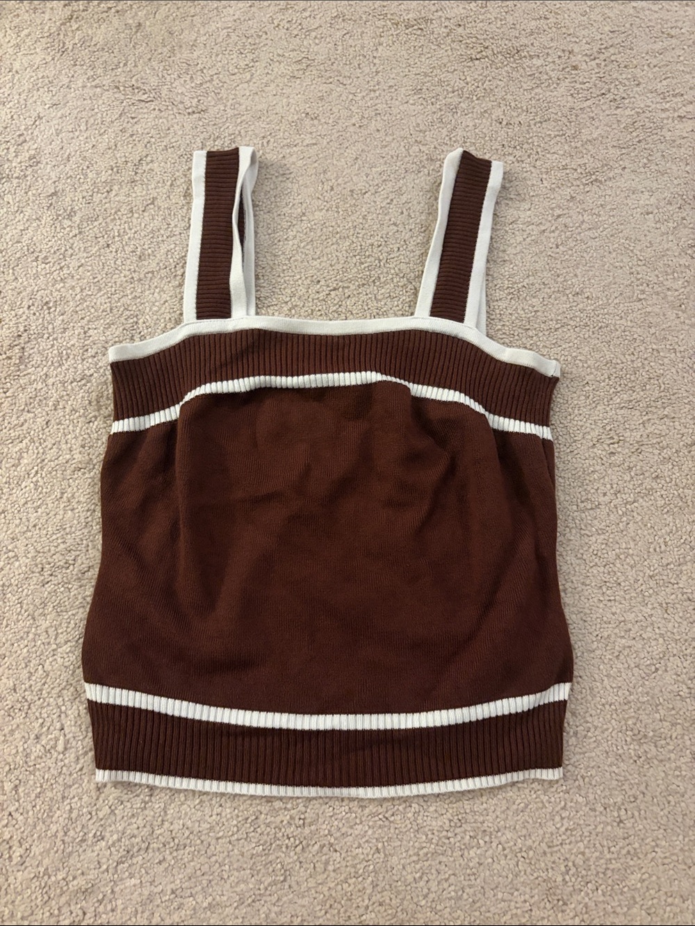 Amazon Brown Tank Top with Cream Trim